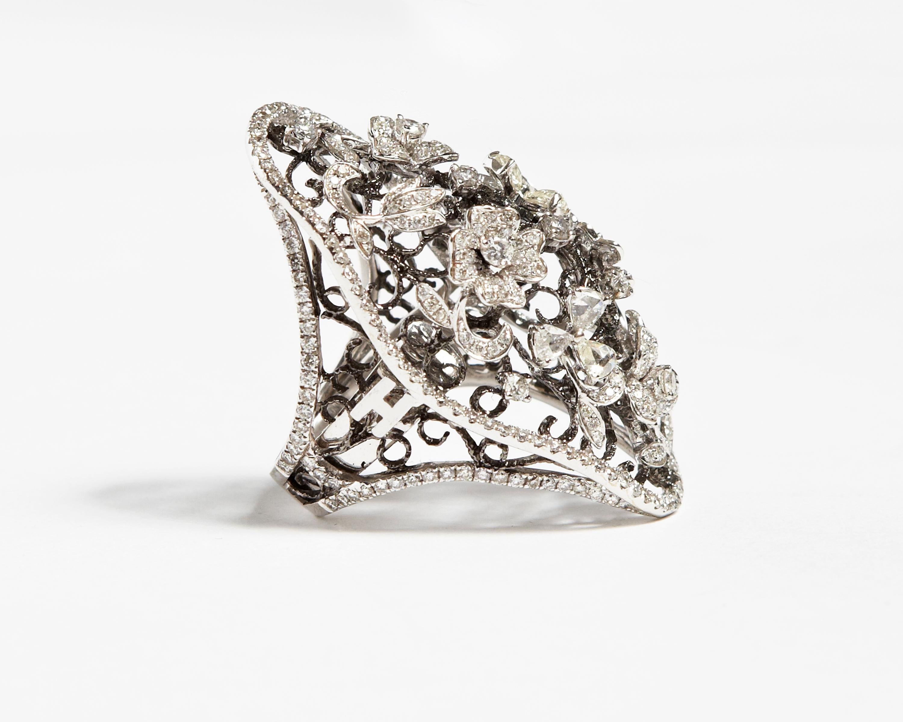 Women's Helen Yarmak 18 Karat White Gold Diamond Ring For Sale