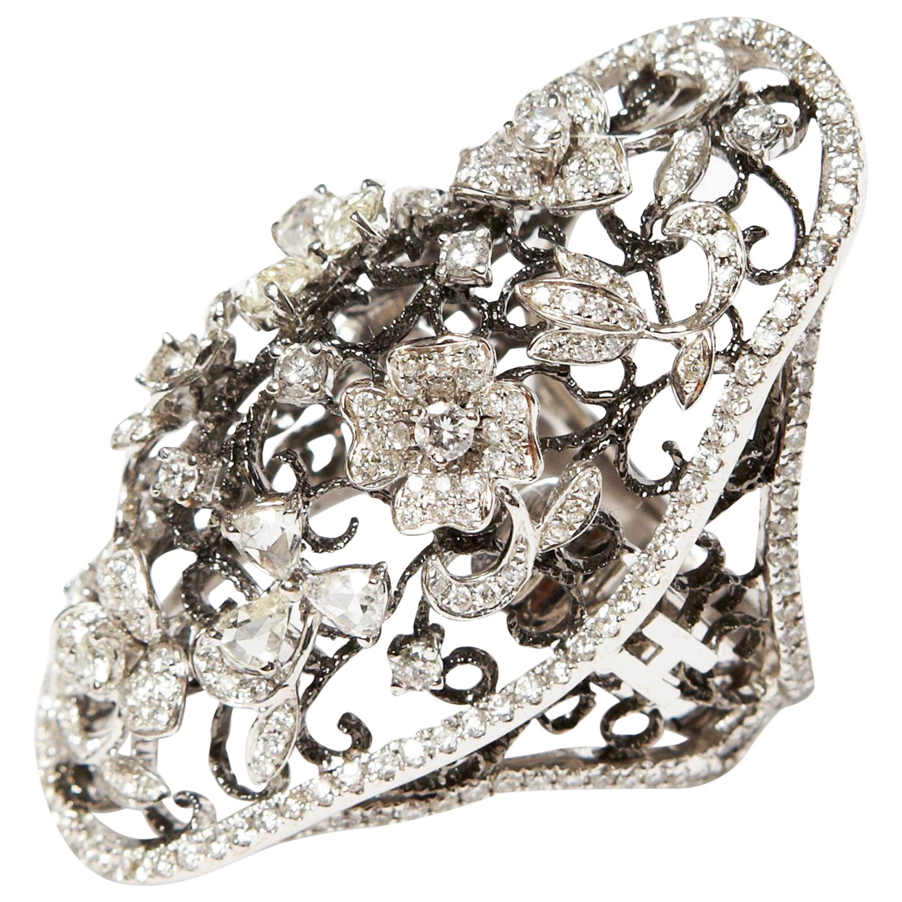 Helen Yarmak 18 Karat White Gold Diamond Ring For Sale