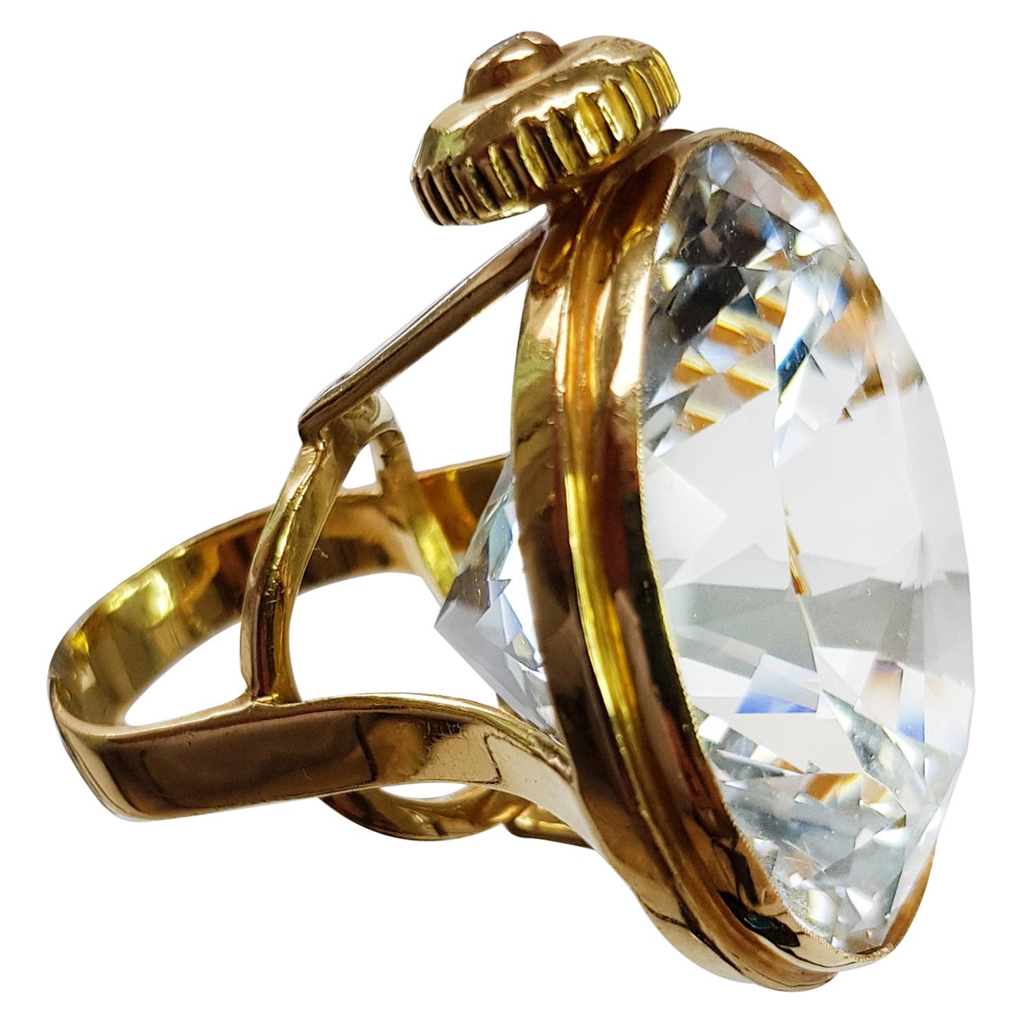 Helen Yarmak 18 Karat Yellow Gold and White Topaz Ring For Sale