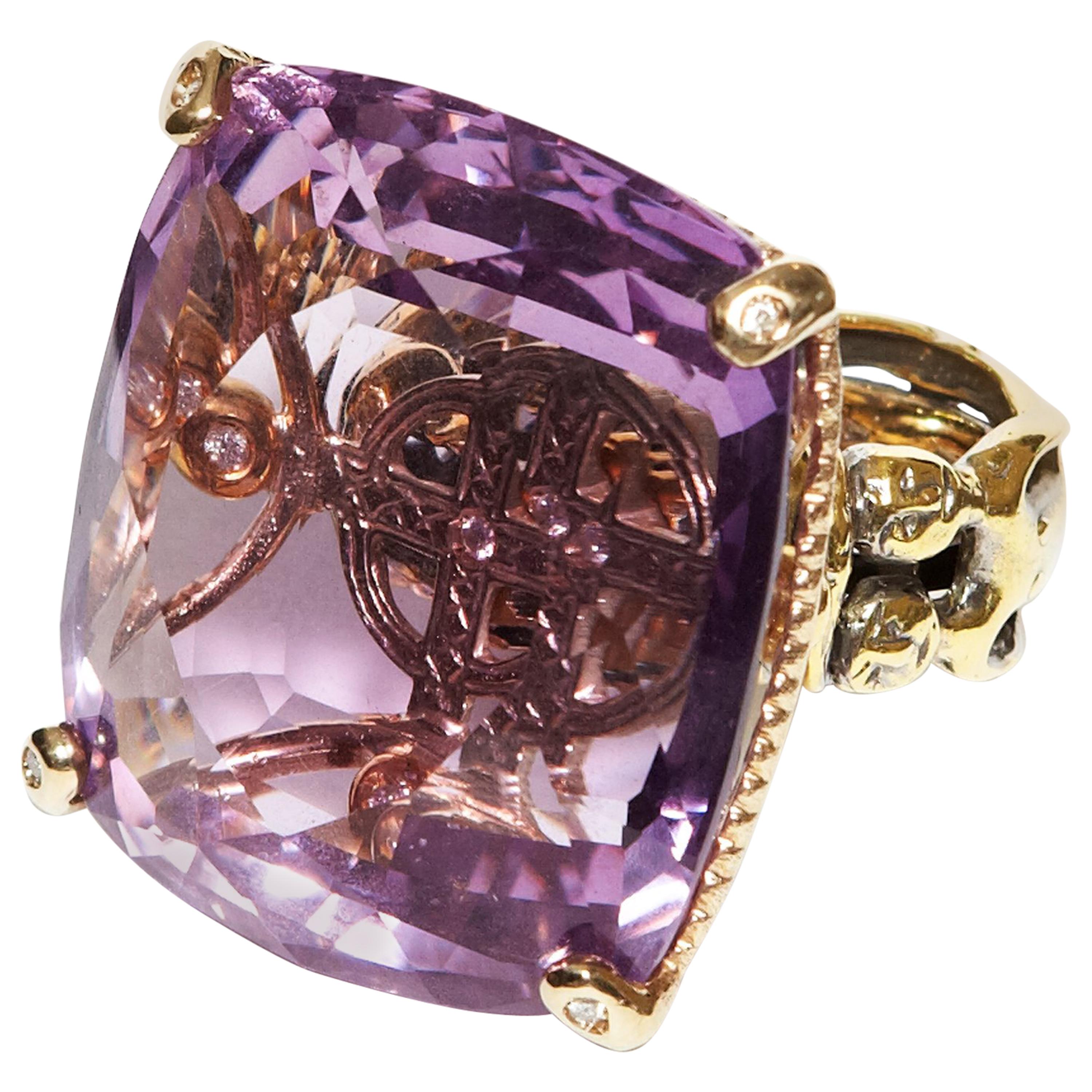 Helen Yarmak "Art of Love" Collection 18Kt Gold Amethyst and Diamond Ring For Sale