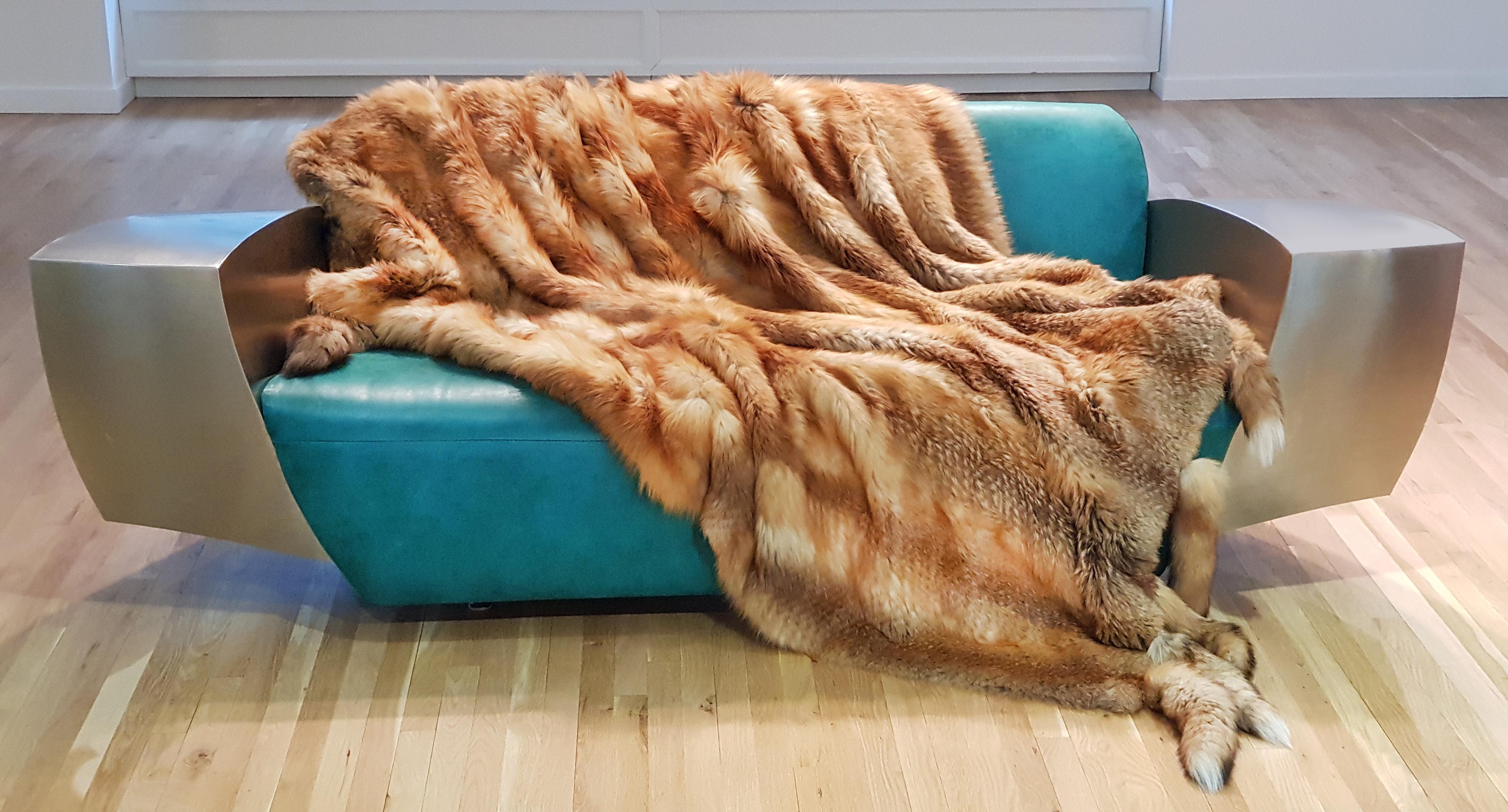 Helen Yarmak Fox Blanket In New Condition For Sale In New York, NY