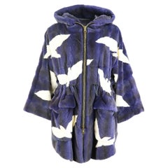 Helen Yarmak Hooded Printed Fur Coat Large