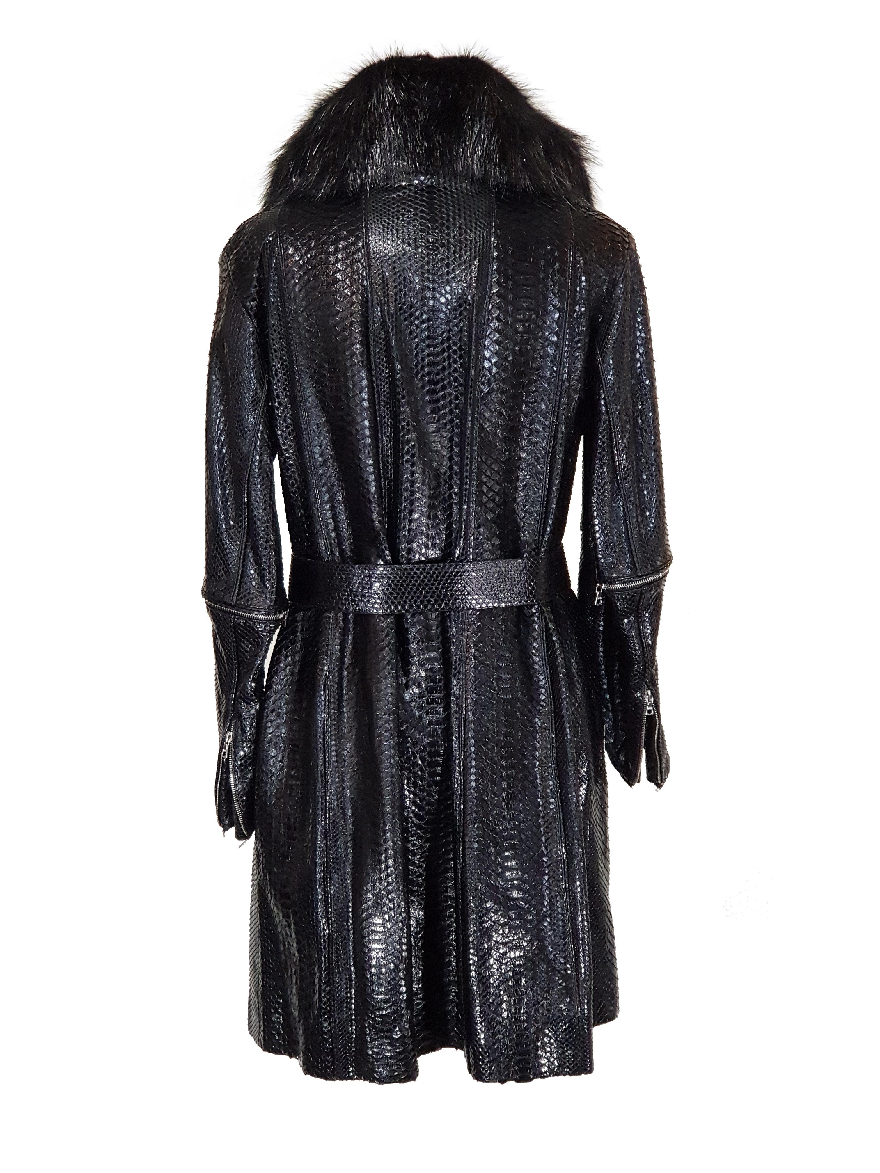 Black Helen Yarmak Python Leather Coat For Sale