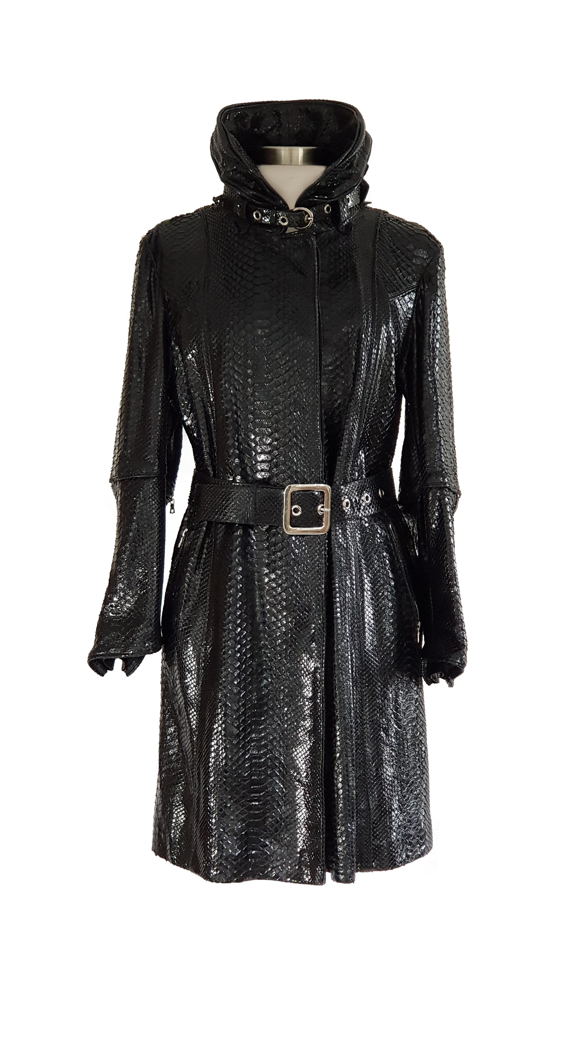 Helen Yarmak Python Leather Coat In New Condition For Sale In New York, NY