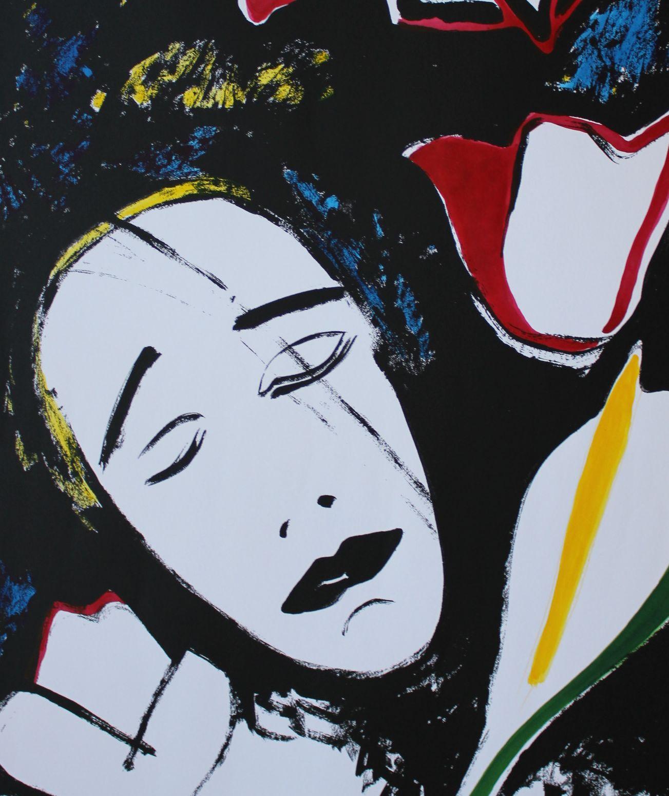 Night  93x62 cm, screen print - Painting by Helena Heinrihsone 