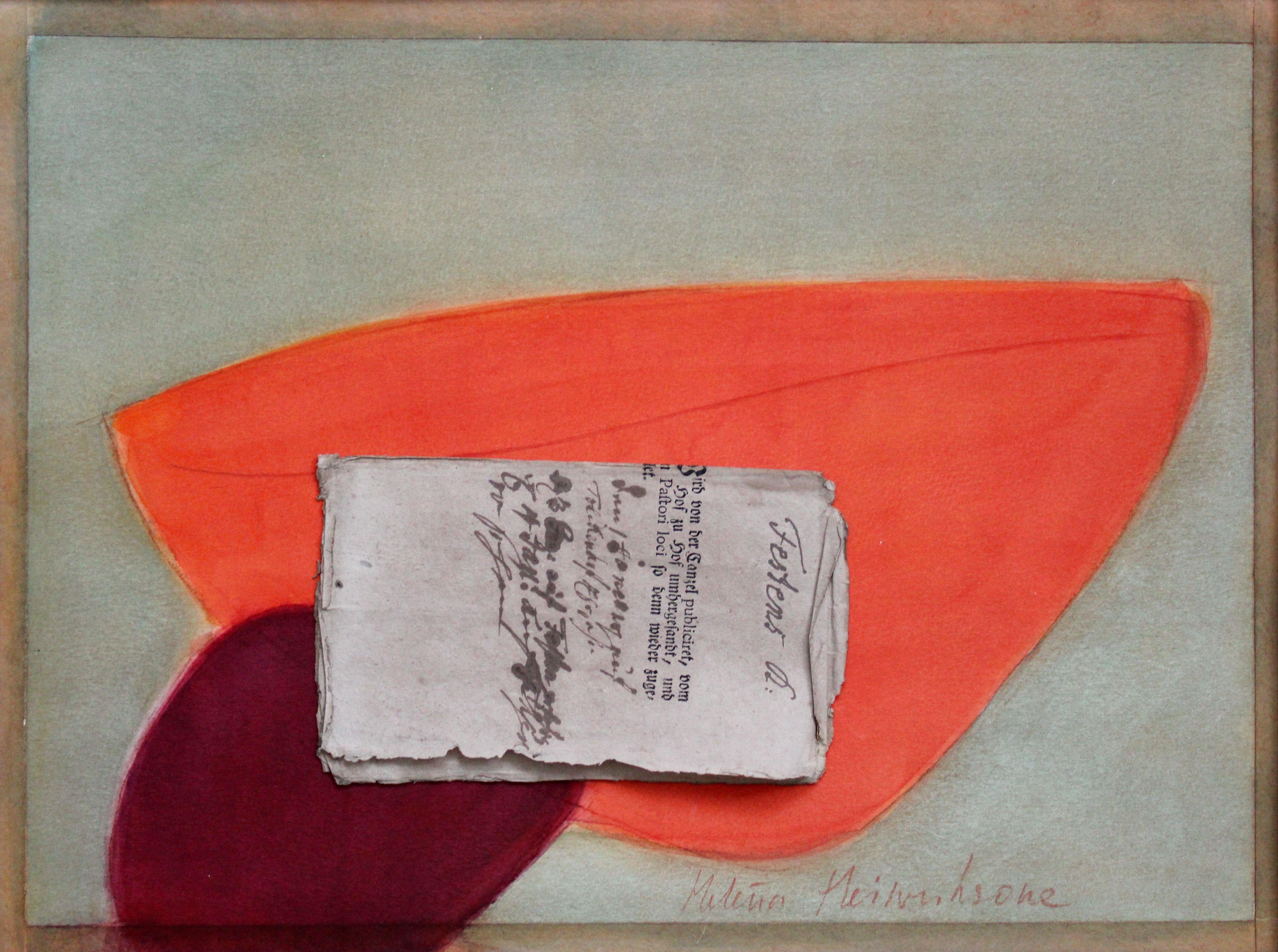 Rose. Papier, Mischtechnik, 30 x 40 cm – Painting von Helena Heinrihsone 