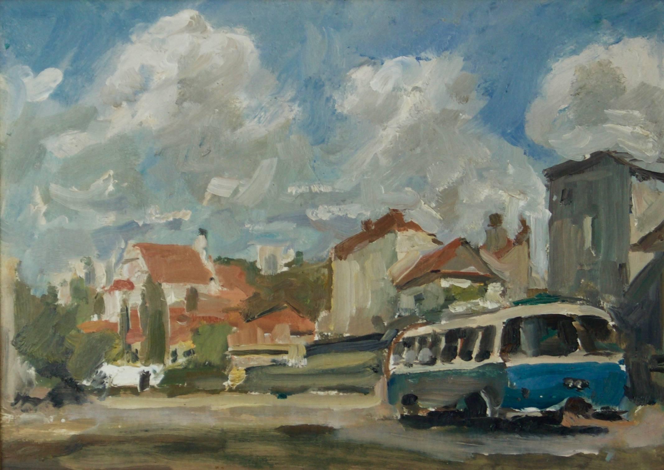 Kazimierz in Poland - Mid - Late 20th Century Impressionist Oil by Krajewska