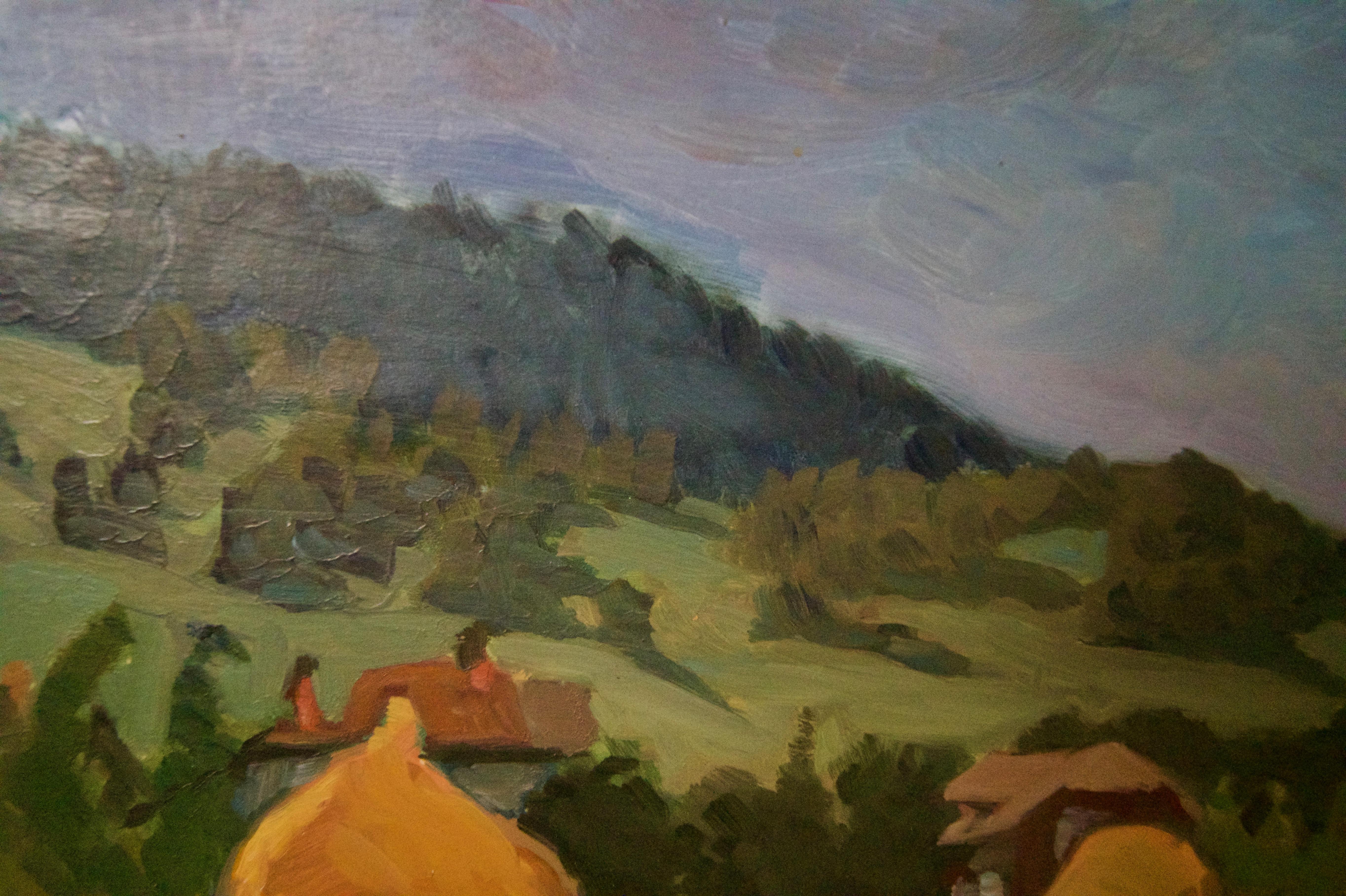 Pogorze Foothills - Mid 20th Century Oil Painting by Helena Krajewska - Poland For Sale 1