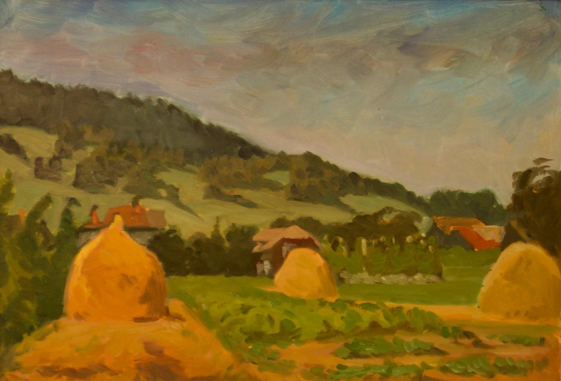 Helena Malarewicz-Krajewska Landscape Painting - Pogorze Foothills - Mid 20th Century Oil Painting by Helena Krajewska - Poland
