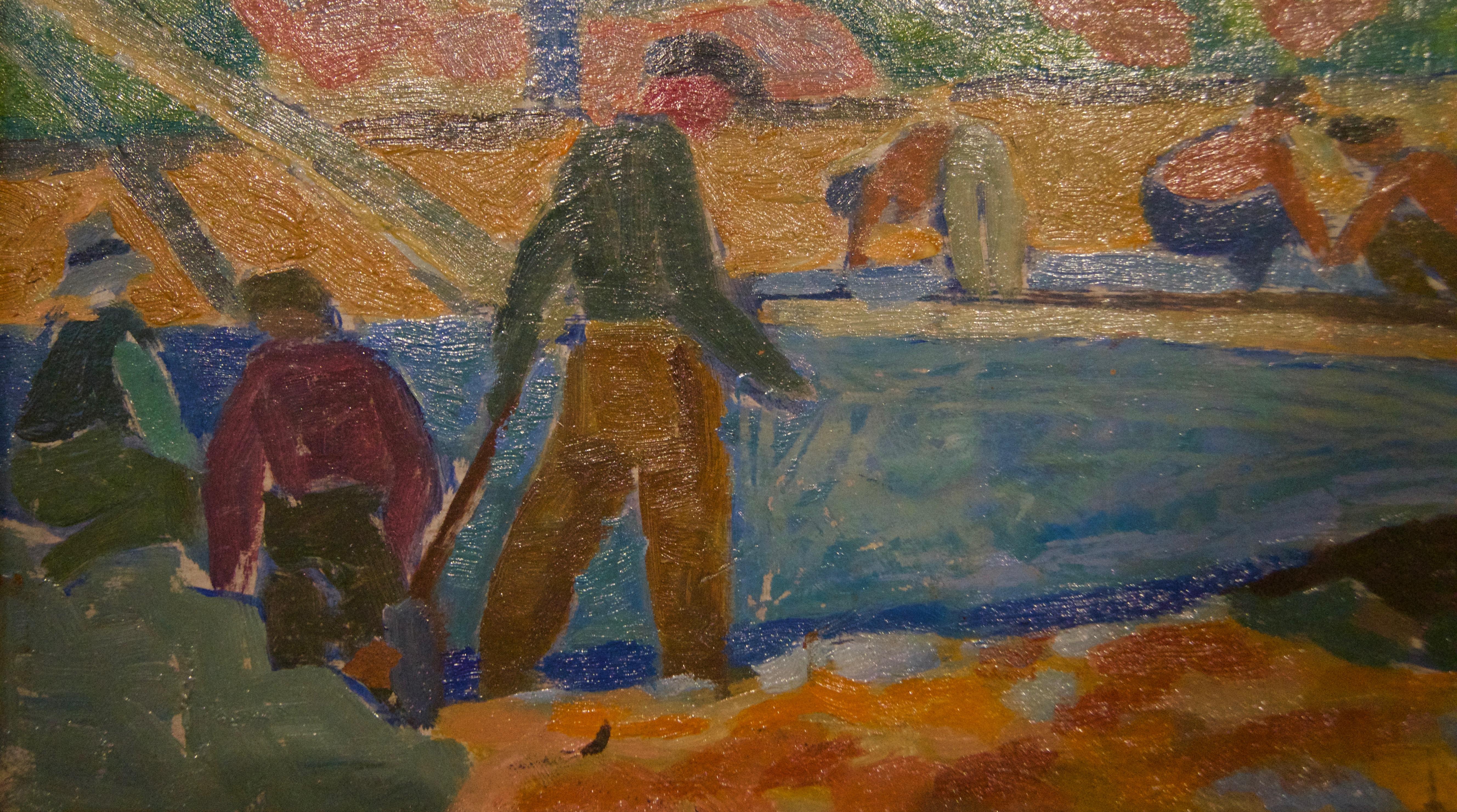 Polnisches Gebäude - Mitte des 20. Jahrhunderts Ölgemälde von Helena Krajewska - Polen (Impressionismus), Painting, von Helena Malarewicz-Krajewska