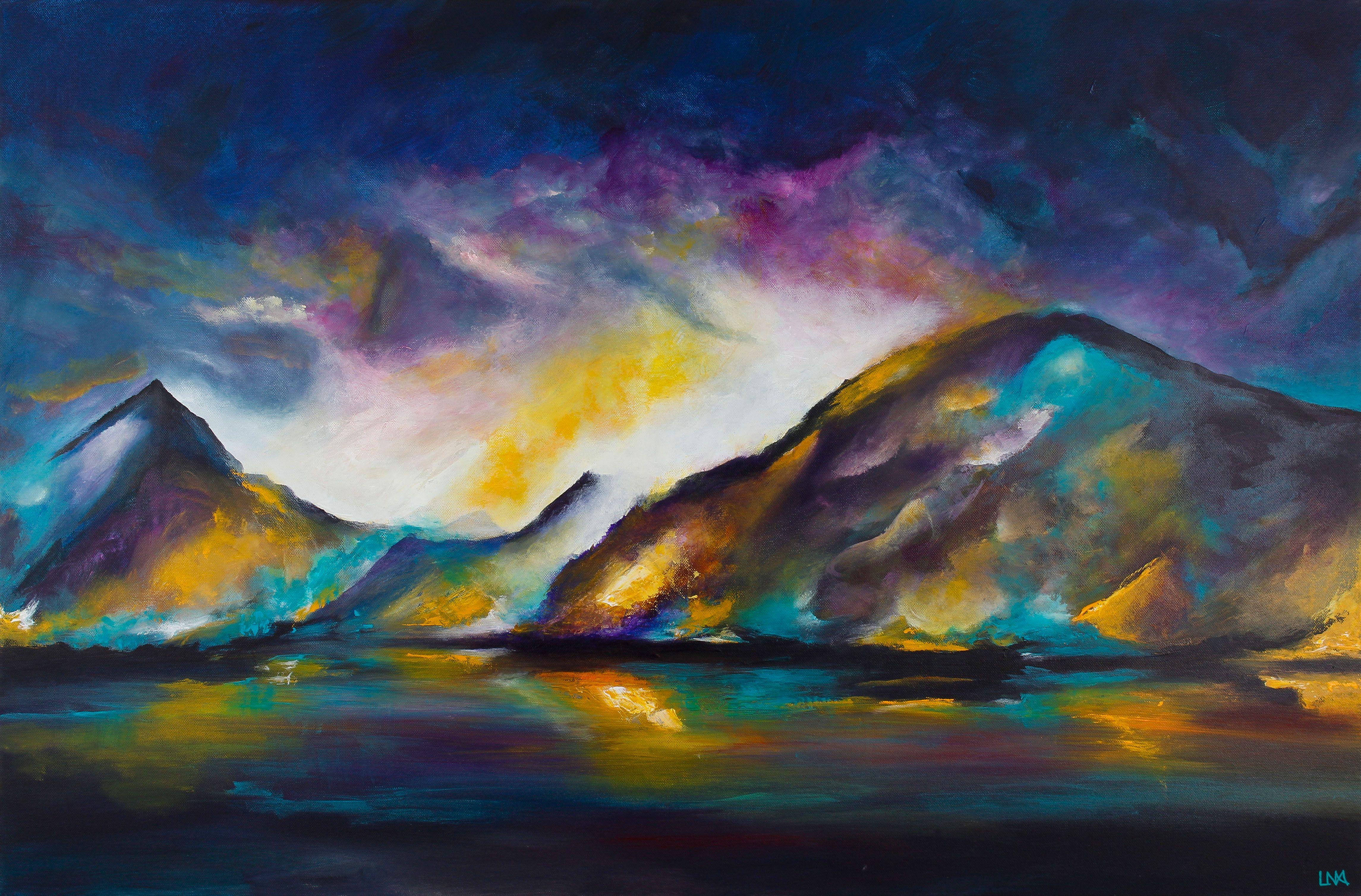 Le lit du dragon, Peinture, Acrylique sur toile - Painting de Helena Monniello