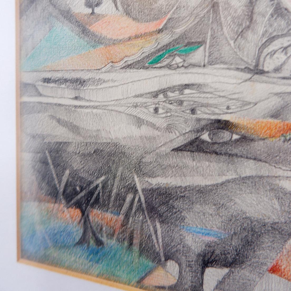 Helena Ribeiro Zeichnung auf Papier 1987 - datiert und signiert unten rechts (Europäisch) im Angebot