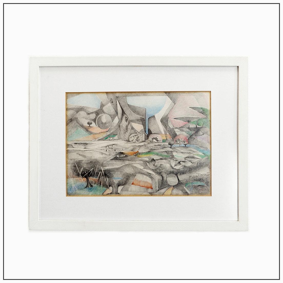 Helena Ribeiro Zeichnung auf Papier 1987 - datiert und signiert unten rechts (Glas) im Angebot