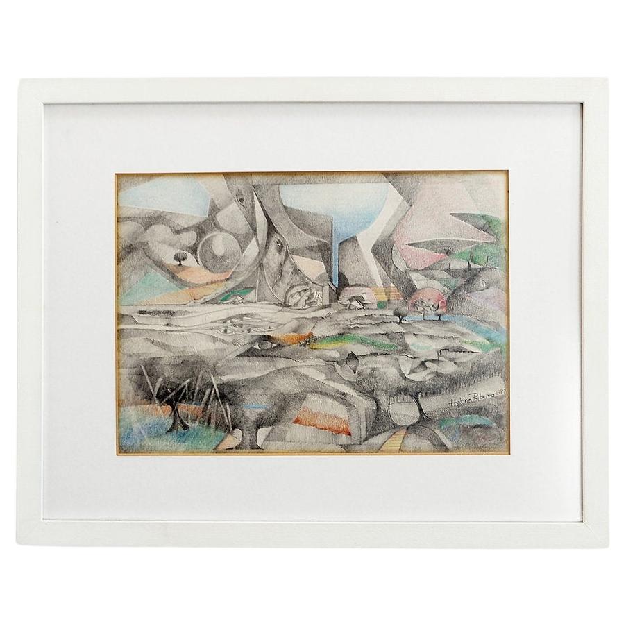 Helena Ribeiro dibujo sobre papel 1987 - Fechado y firmado abajo a la derecha