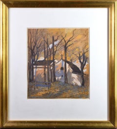 Postimpressionismo dei primi anni del XX secolo – Paesaggio autunnale – Tecnica mista – Firmato – Incorniciato