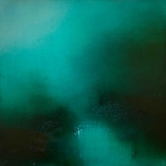 Green Emerald Abstract Landscape Painting GREEN BANK 
