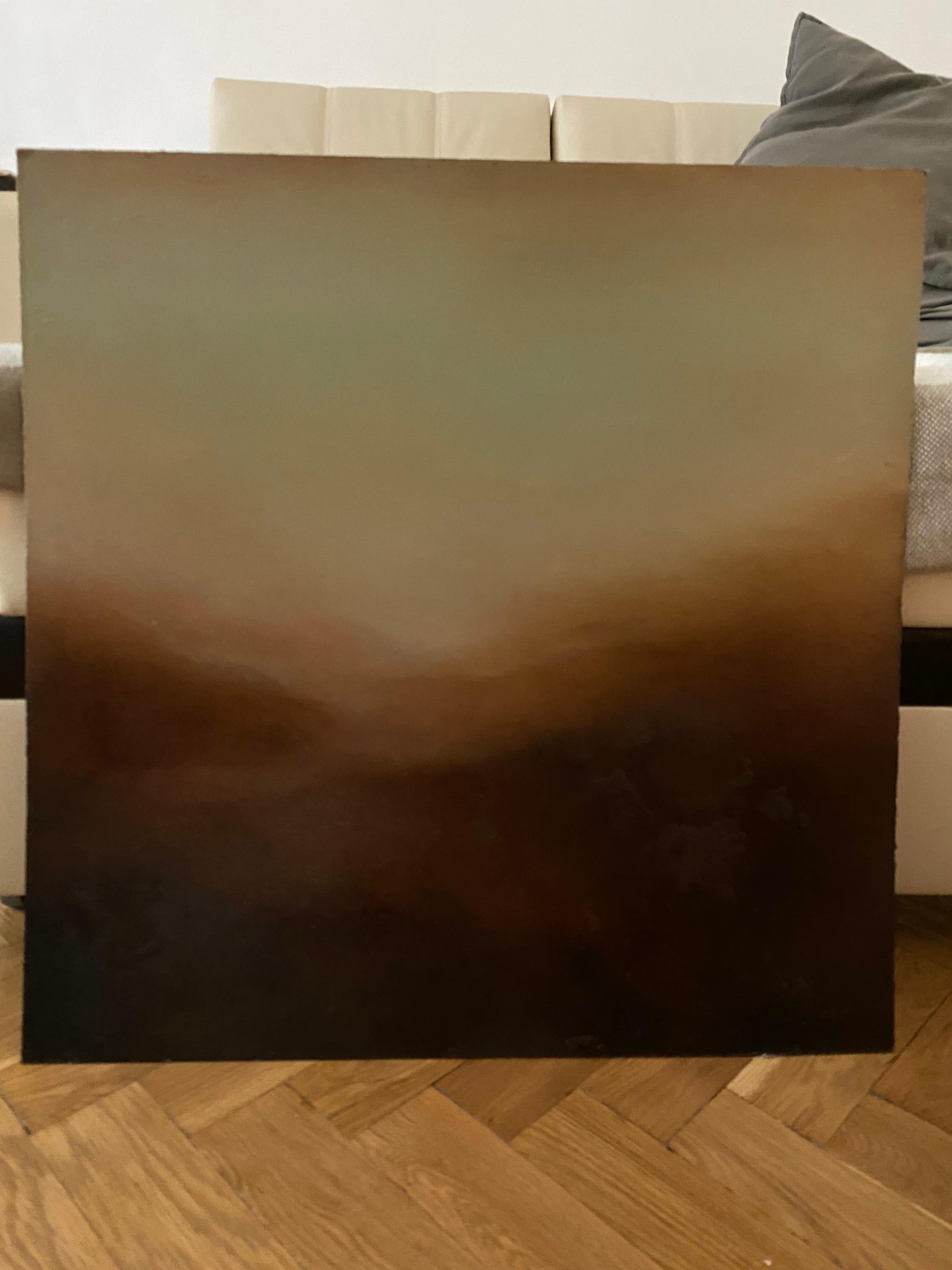 Original Brown Abstract Landscape Painting DUSTING 6
