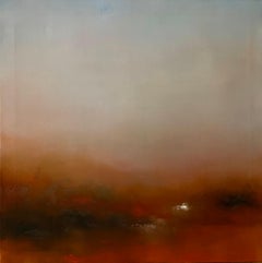 Original Oil Orange Brown Abstract Landscape Painting SUNRISE-SUNRISE