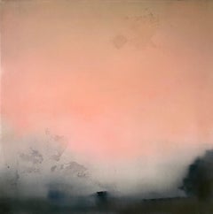 Pink and Grey Abstract Landscape Painting SMALL TOWN
