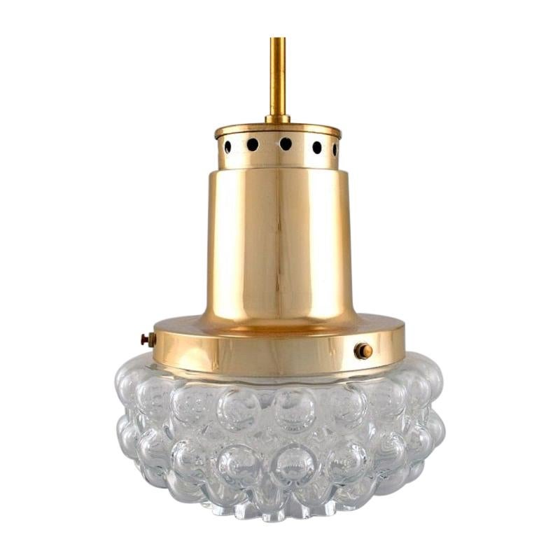 Helena Tynell for Limburg, Ceiling Pendant in Art Glass and Brass