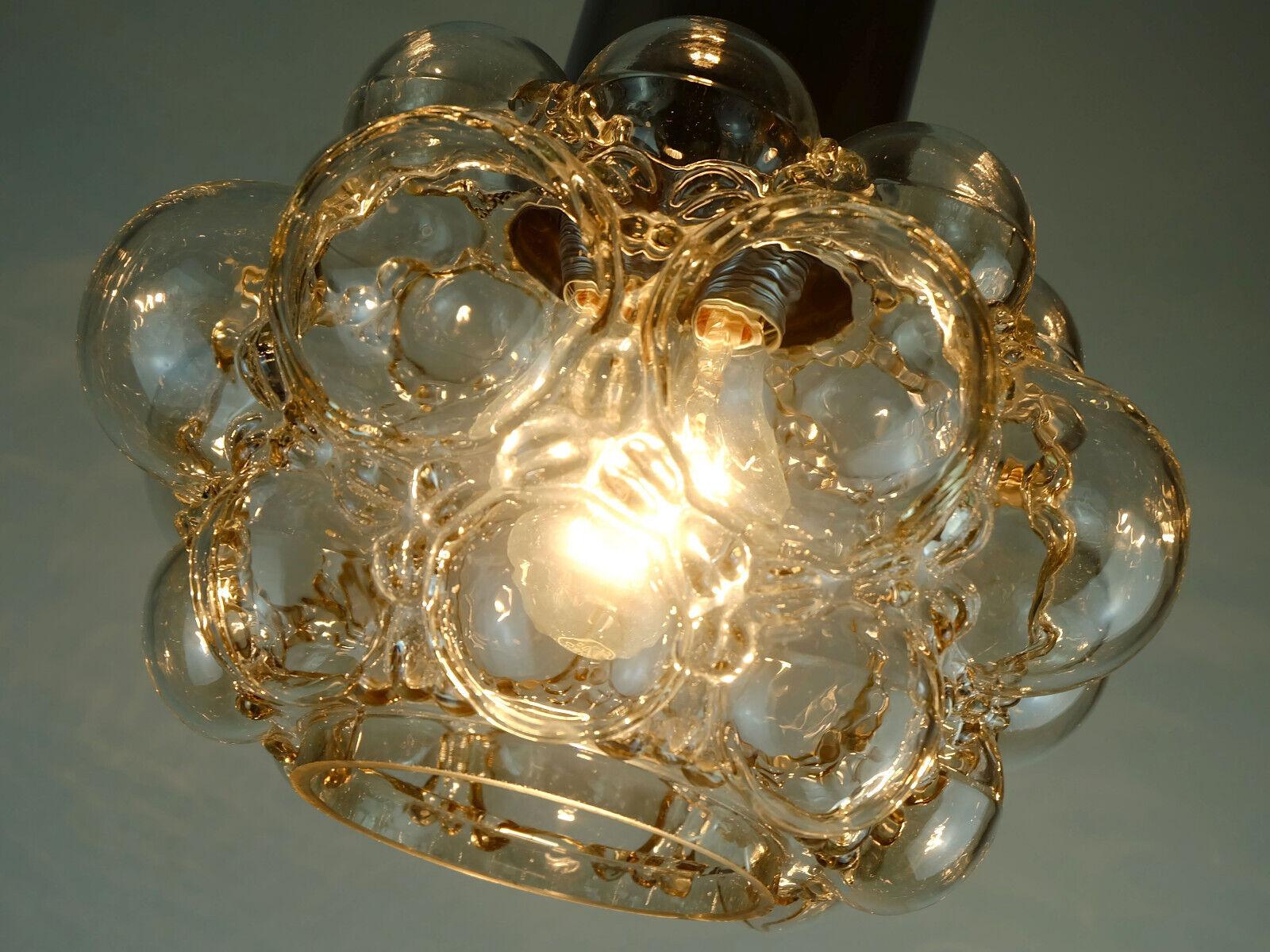 helena tynell 1960's mid century limburg P308 bubble glass PENDANT LIGHT clear g For Sale 3