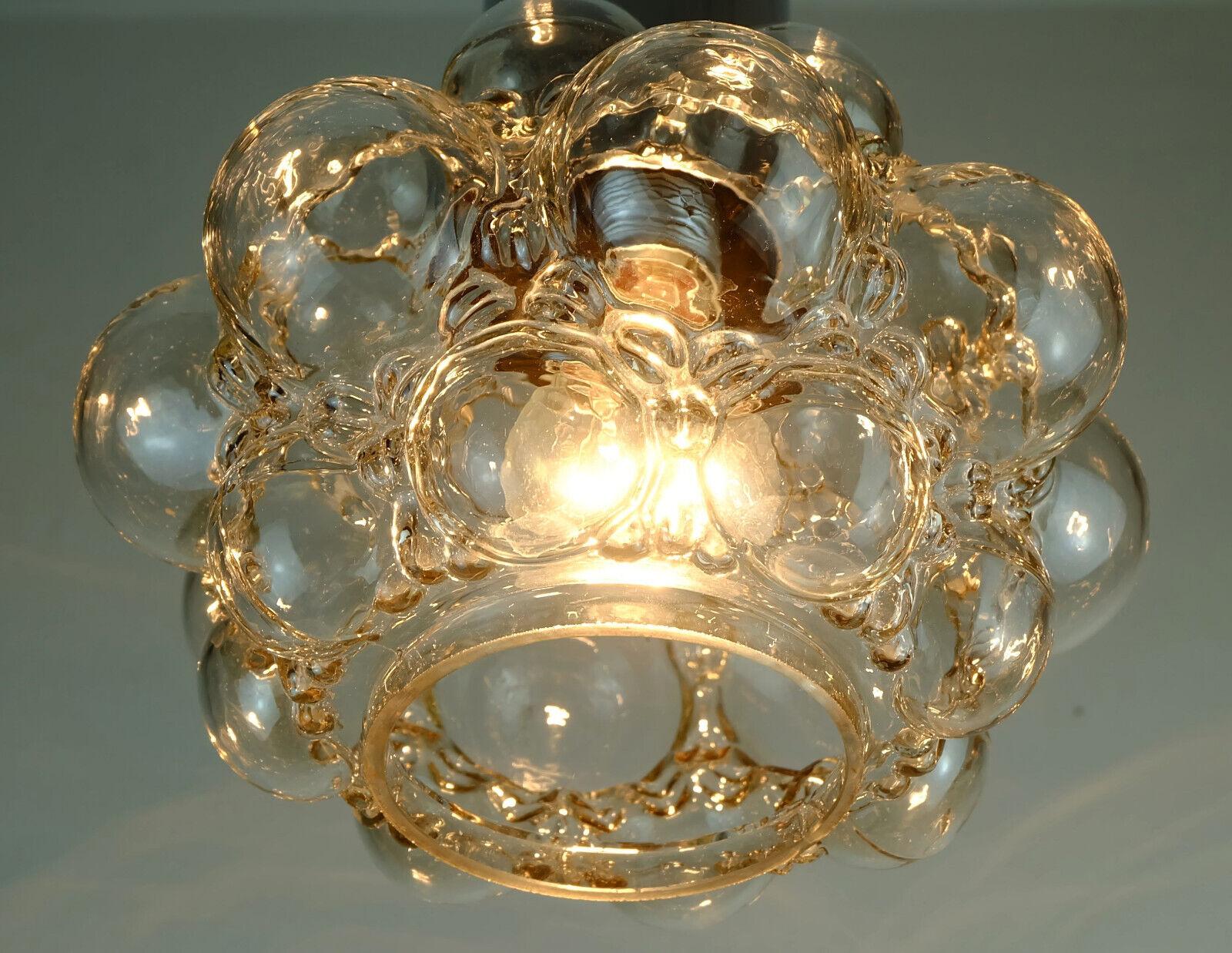 German helena tynell 1960's mid century limburg P308 bubble glass PENDANT LIGHT clear g For Sale