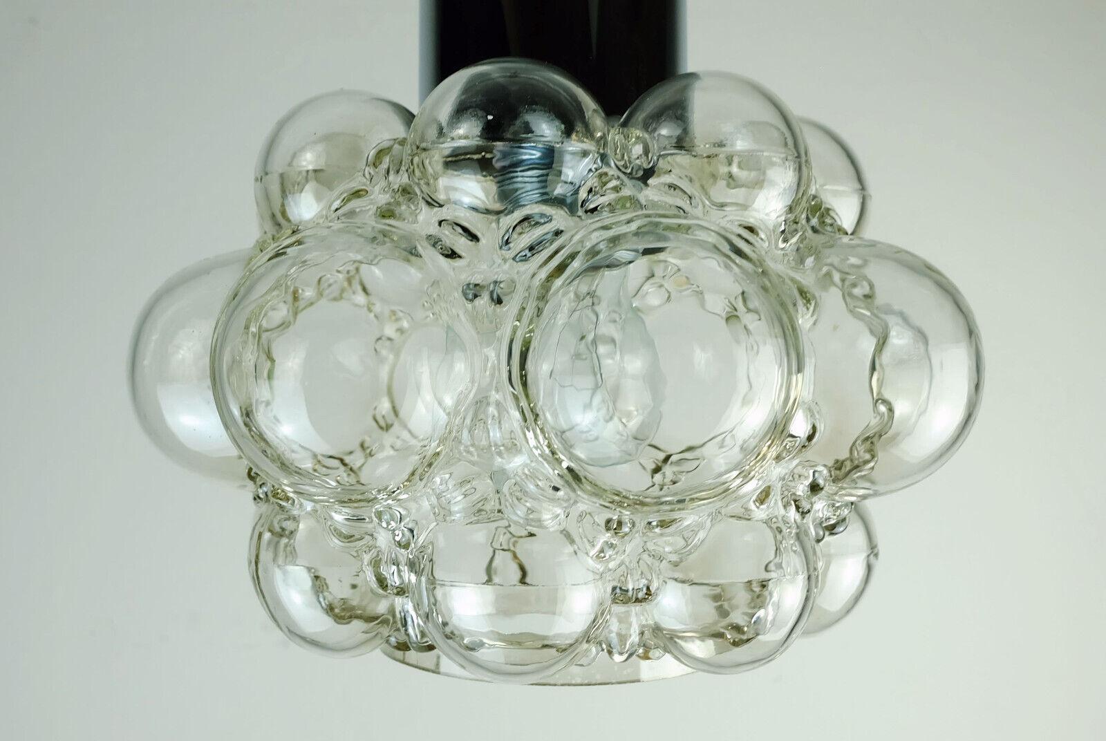 helena tynell 1960's mid century limburg P308 bubble glass PENDANT LIGHT clear g In Good Condition For Sale In Mannheim, DE