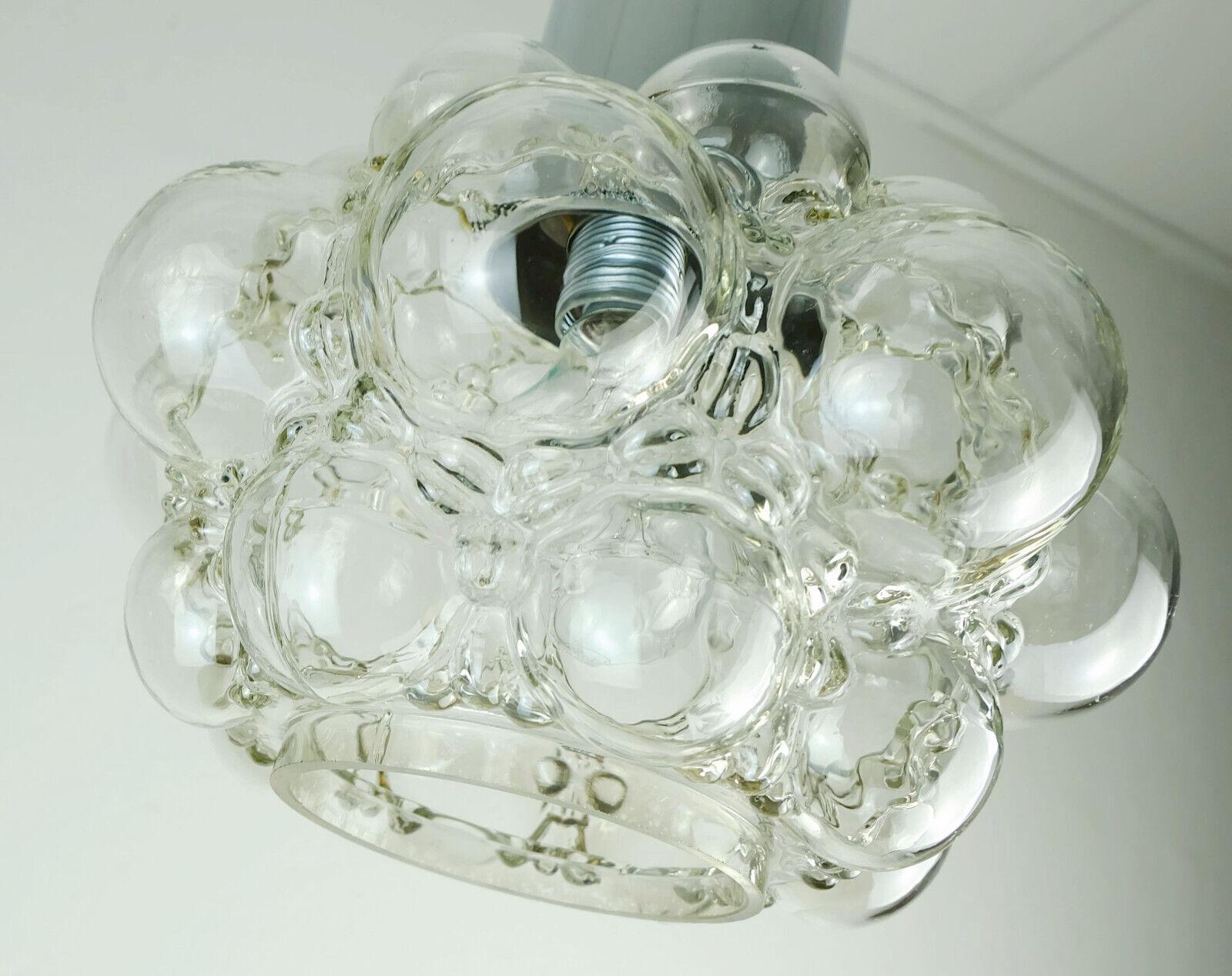Glass helena tynell 1960's mid century limburg P308 bubble glass PENDANT LIGHT clear g For Sale