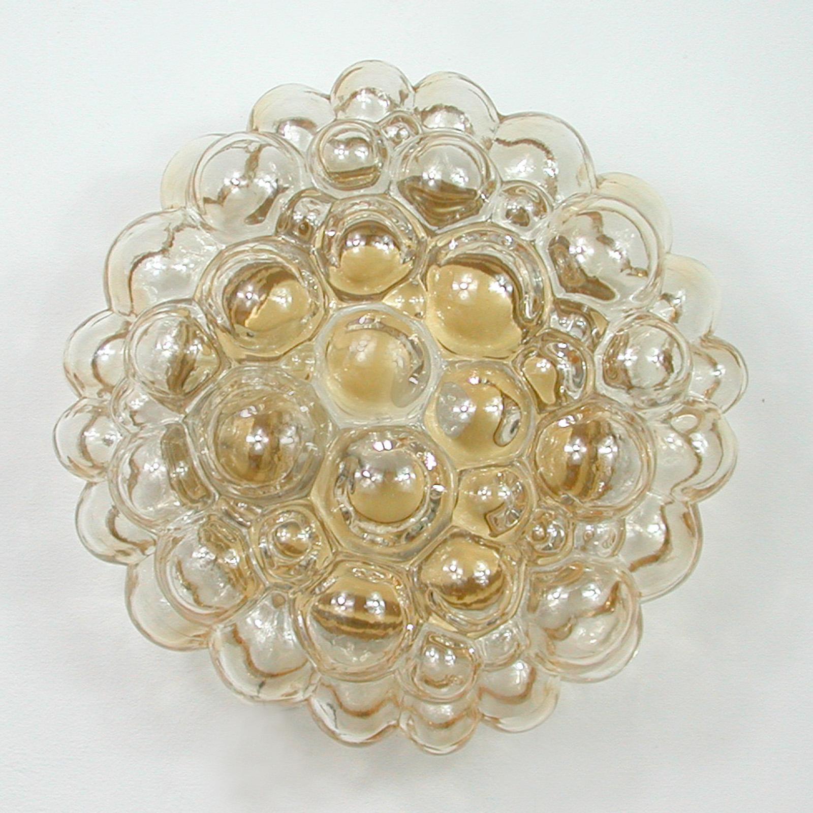 Helena Tynell Amber Bubble Flush Mount Sconce for Glashütte Limburg, 1960s 11