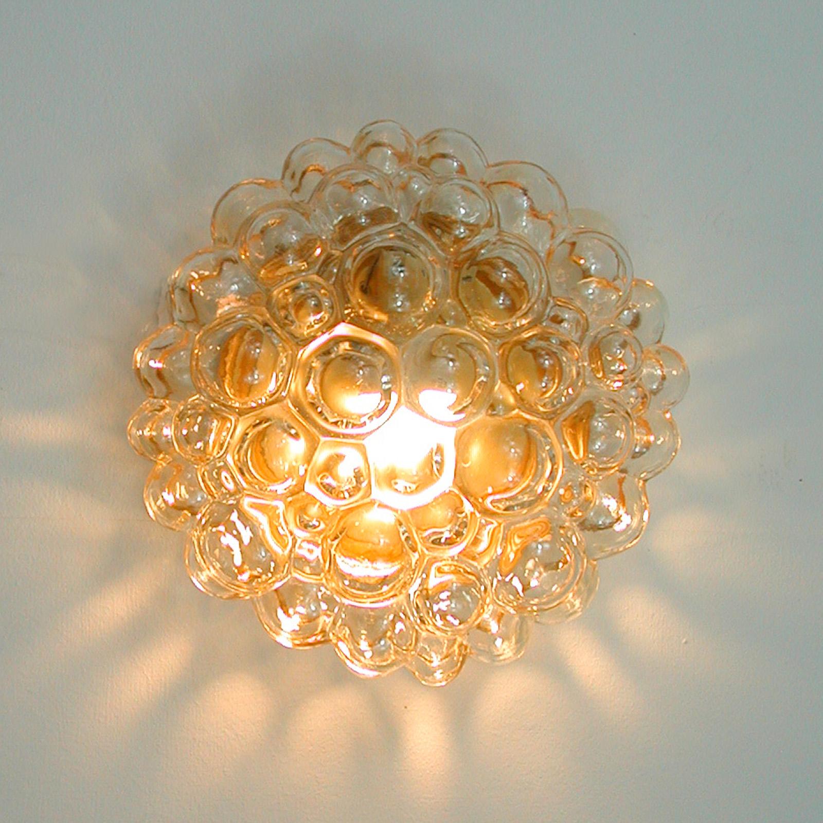 Mid-Century Modern Helena Tynell Amber Bubble Flush Mount Sconce for Glashütte Limburg, 1960s