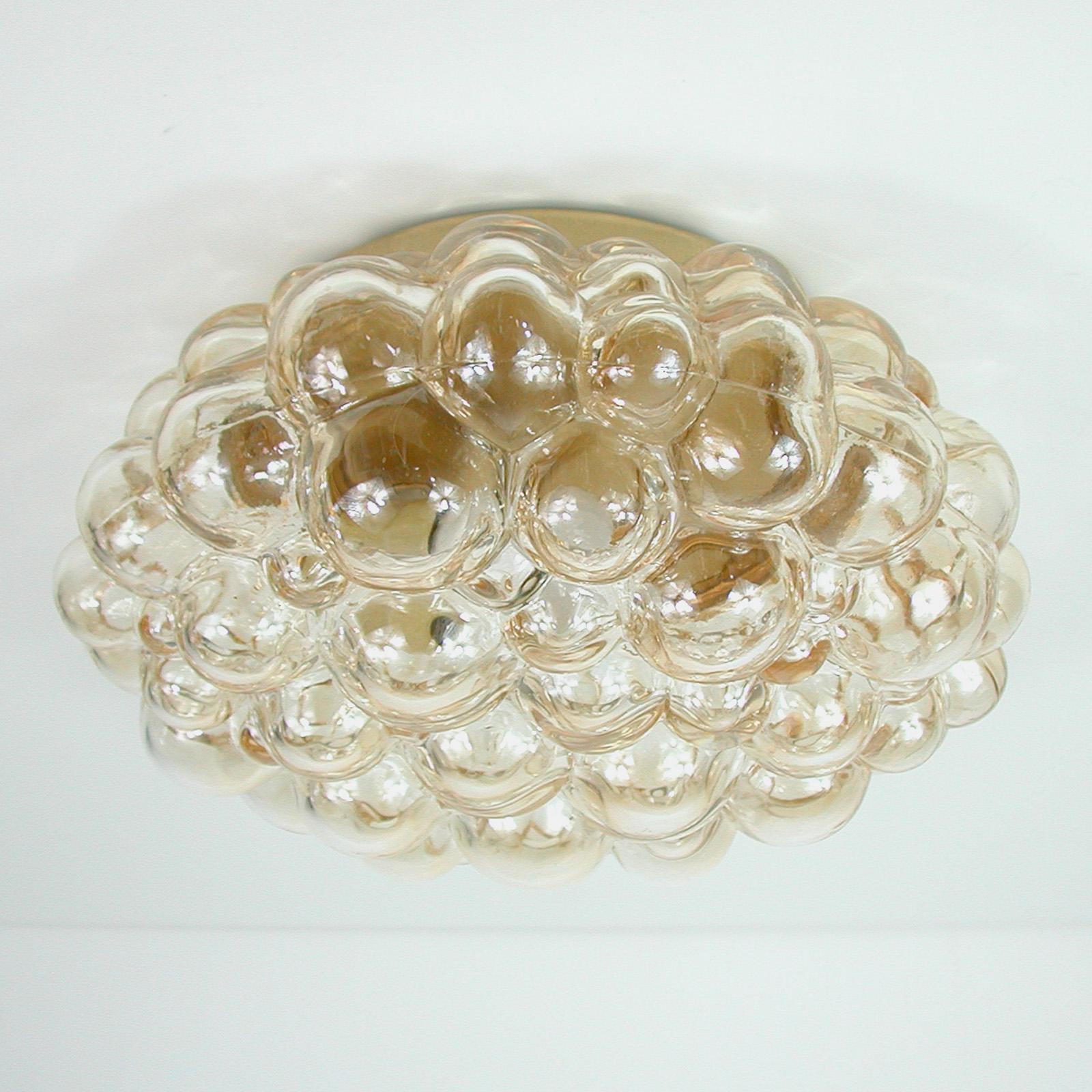 German Helena Tynell Amber Bubble Flush Mount Sconce for Glashütte Limburg, 1960s