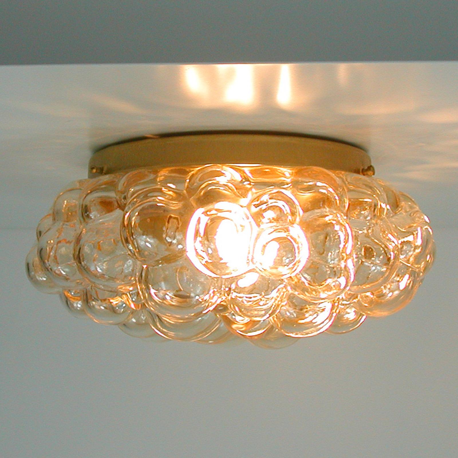 Helena Tynell Amber Bubble Flush Mount Sconce for Glashütte Limburg, 1960s 1