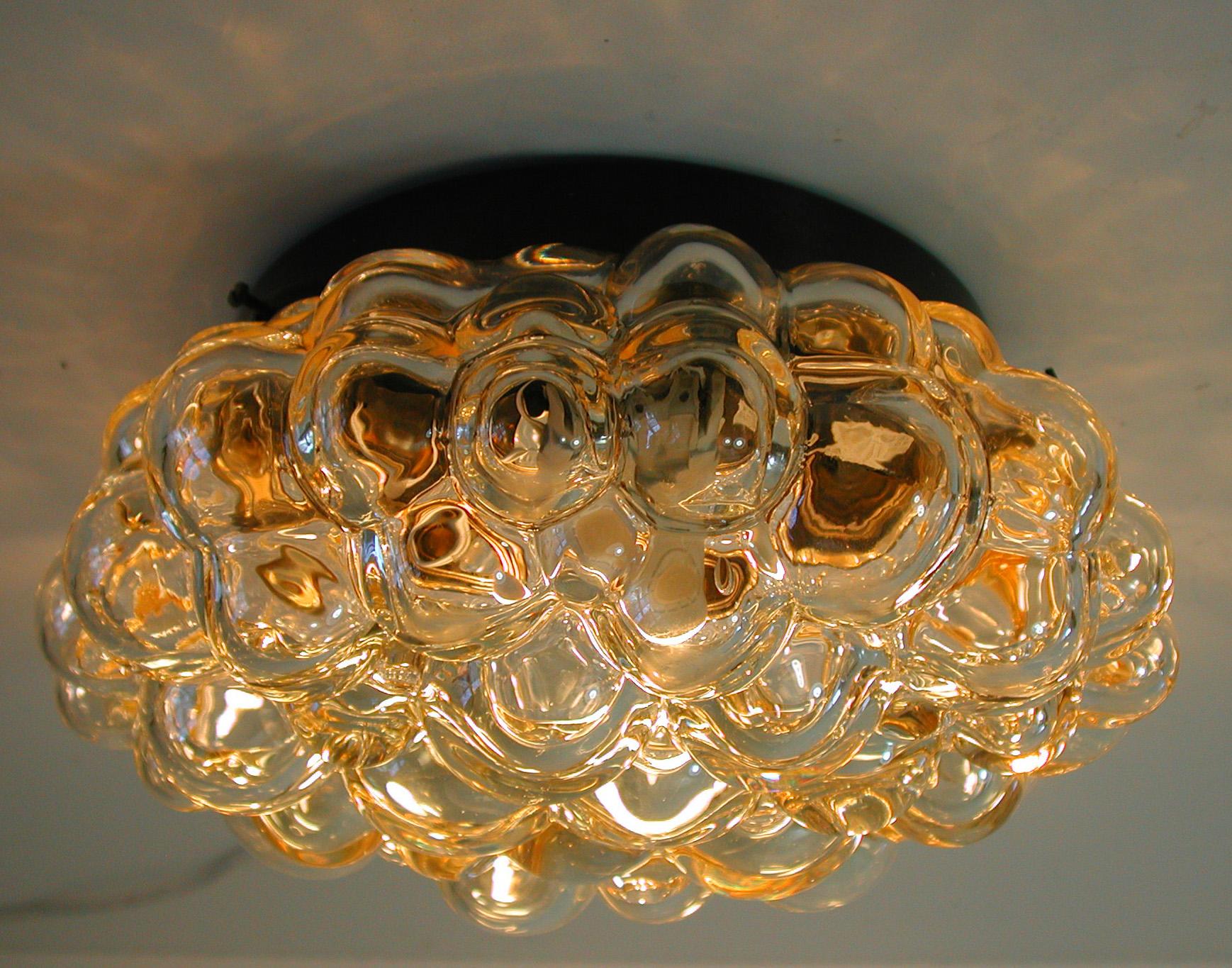 Helena Tynell Amber Bubble Flush Mount Sconce for Limburg, 1960s 3