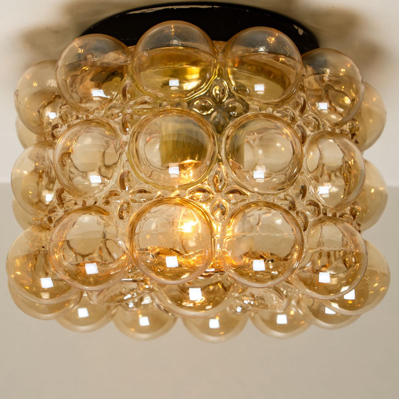Helena Tynell Amber Bubble Flush Mounts or Wall Sconces, 1960s For Sale 2