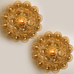 Helena Tynell Amber Bubble Flush Mounts or Wall Sconces, 1960s