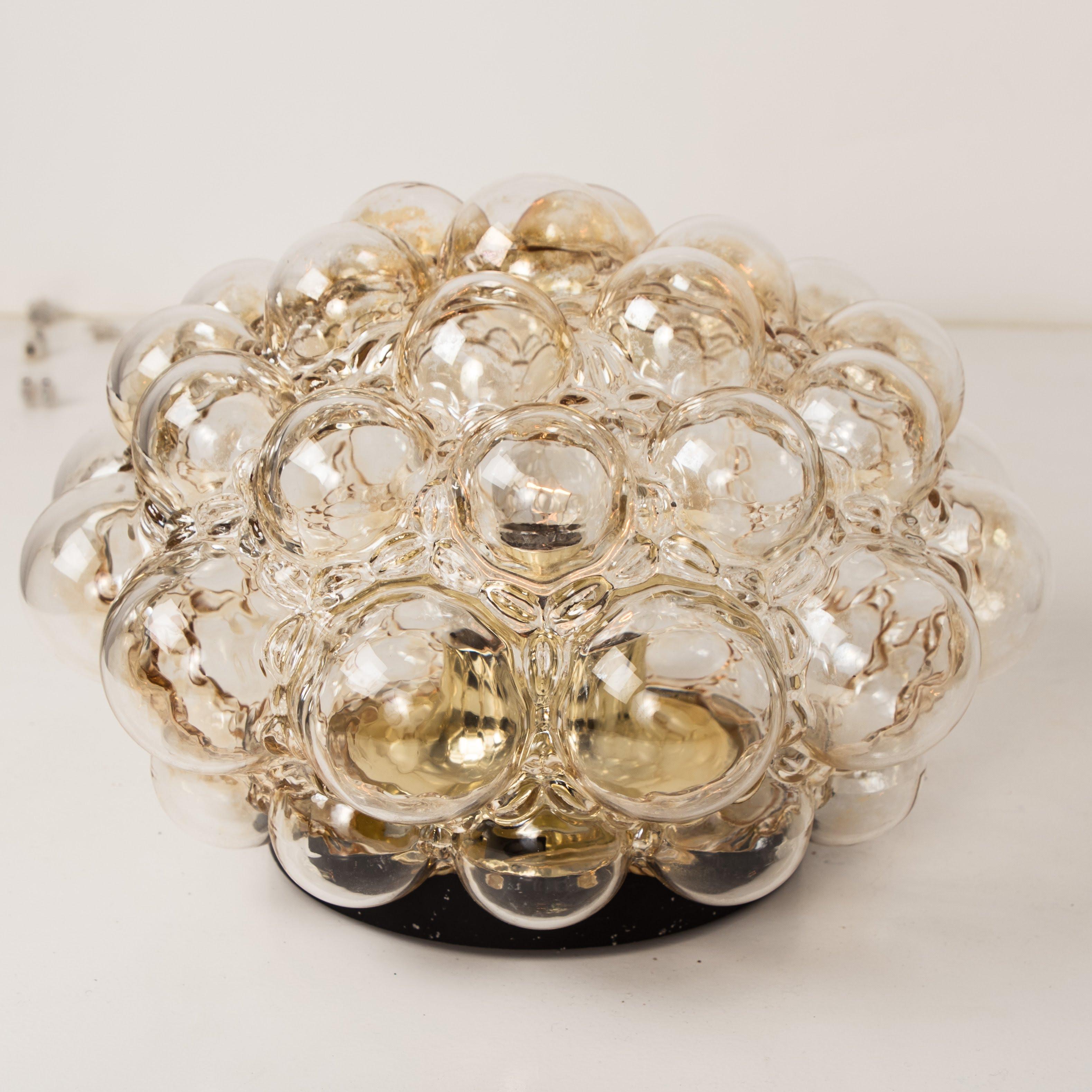 Helena Tynell Amber Bubble Flush Mounts or Wall Sconces, 1960s In Good Condition For Sale In Rijssen, NL