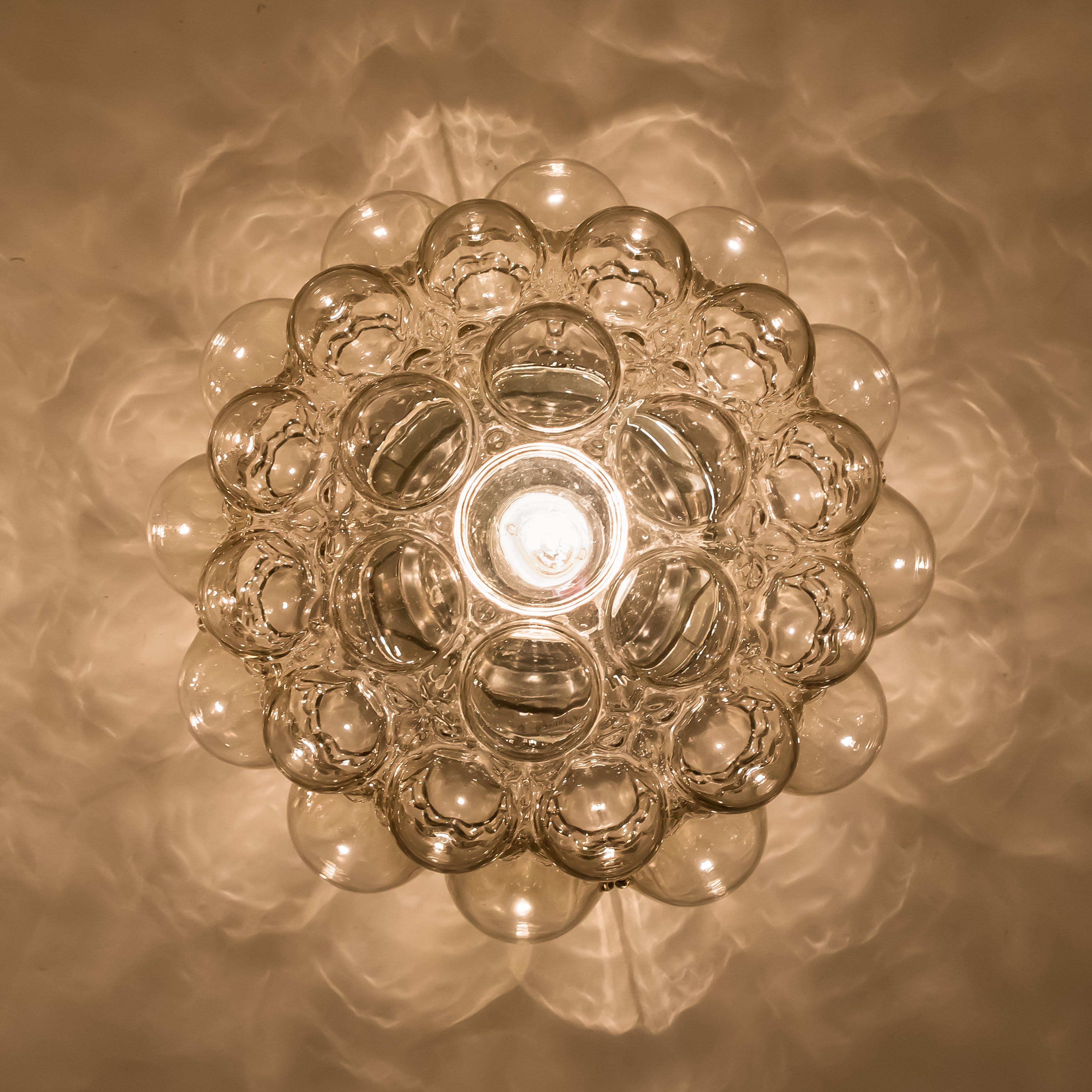 Late 20th Century Helena Tynell Amber Bubble Flush Mounts or Wall Sconces, 1960s For Sale
