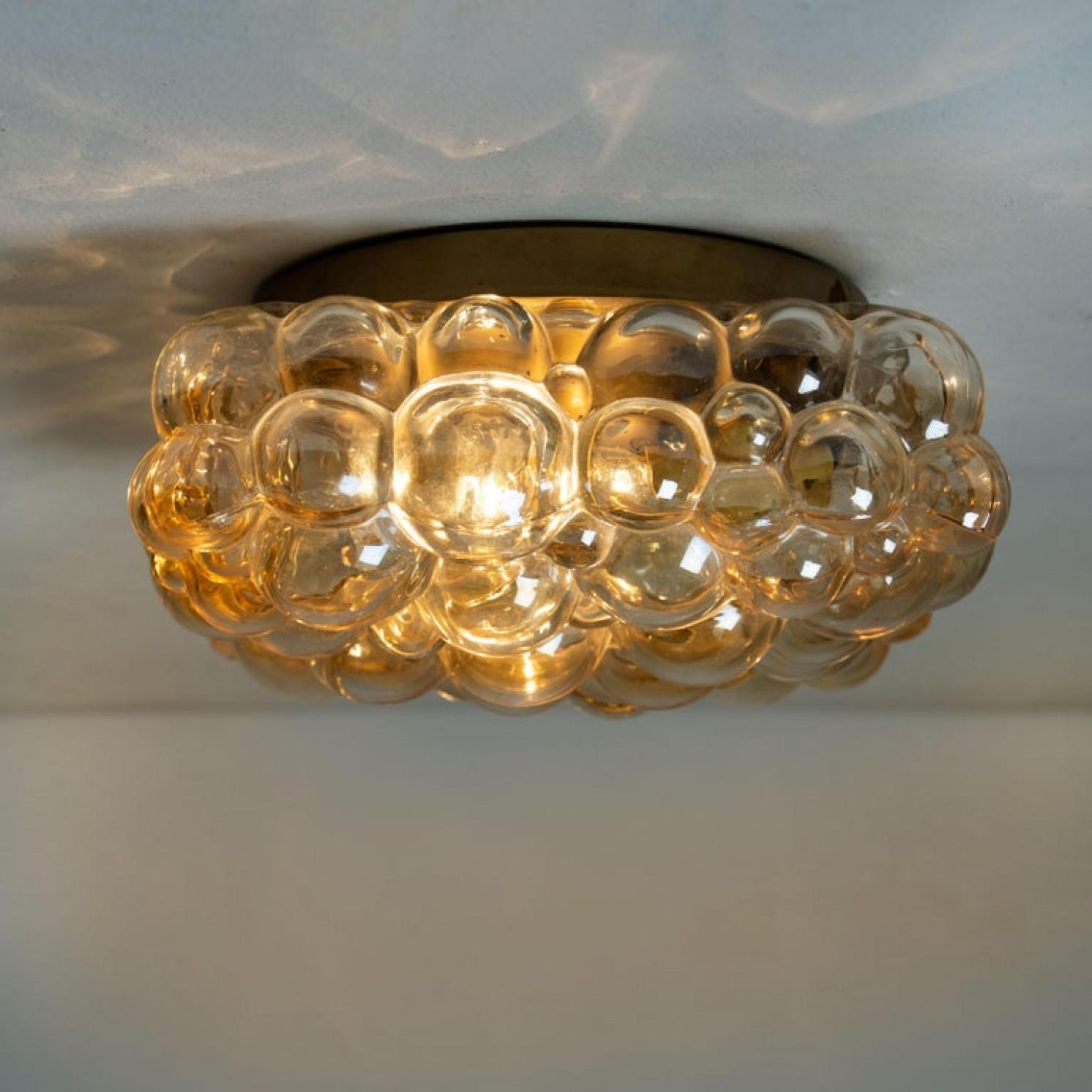 Helena Tynell Amber Bubble Flush Mounts / Wall Sconces for Limburg, 1960s For Sale 7