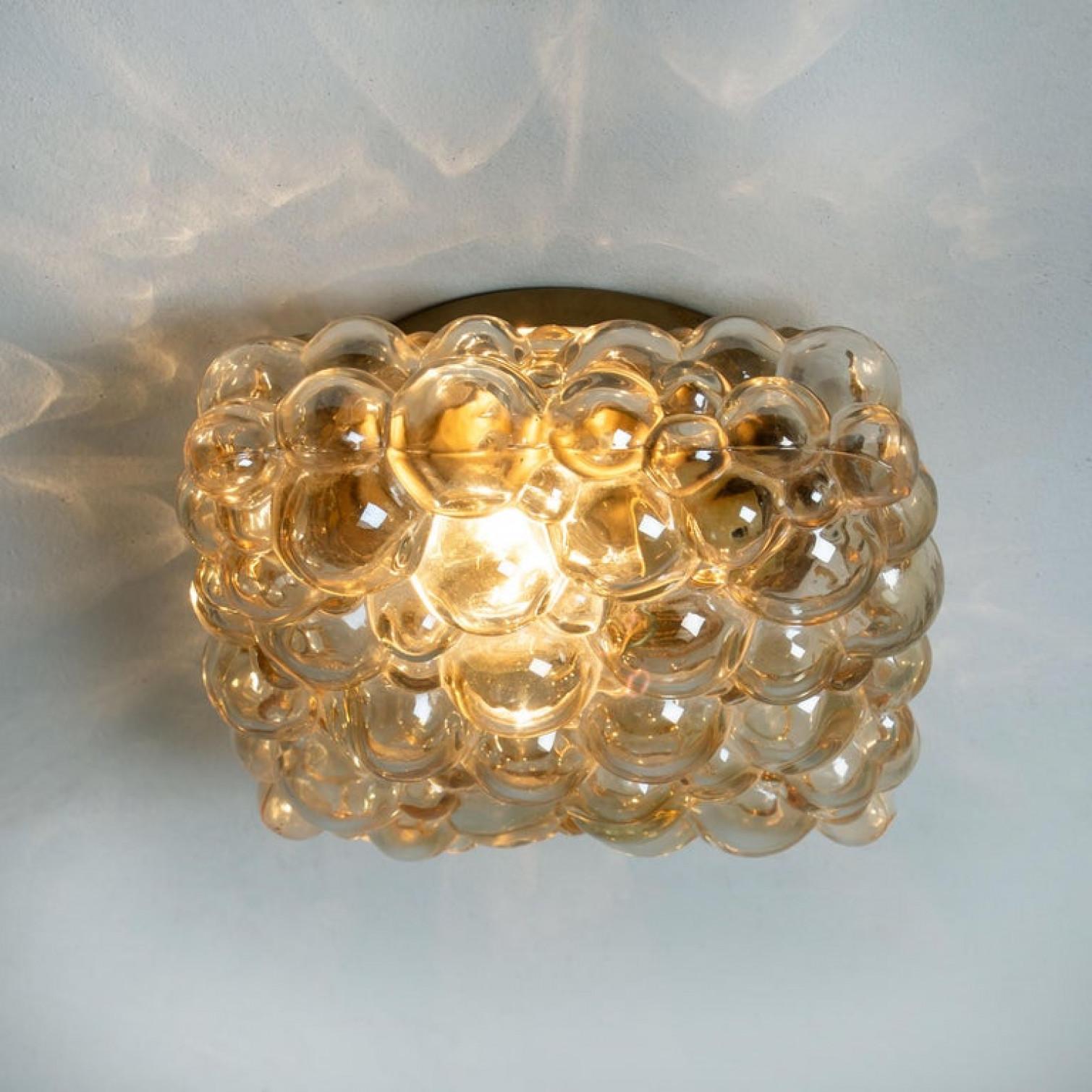 20th Century Helena Tynell Amber Bubble Flush Mounts / Wall Sconces for Limburg, 1960s For Sale