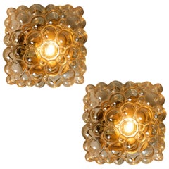 Helena Tynell Amber Bubble Flush Mounts / Wall Sconces for Limburg, 1960s