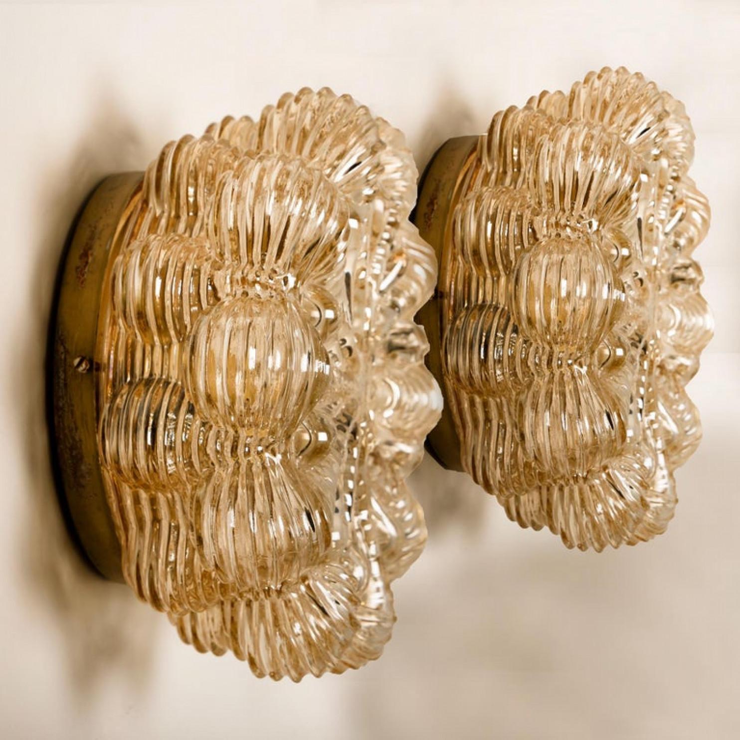 Helena Tynell Amber Bubble Flushmounts or Wall Sconces for Limburg, 1960s For Sale 9