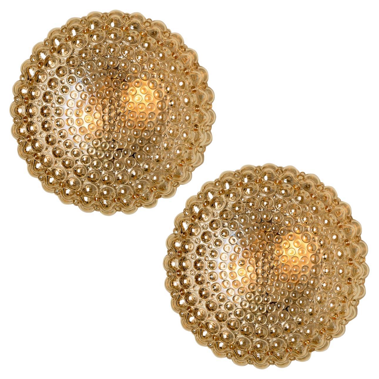 Helena Tynell Amber Bubble Flushmounts or Wall Sconces for Limburg, 1960s