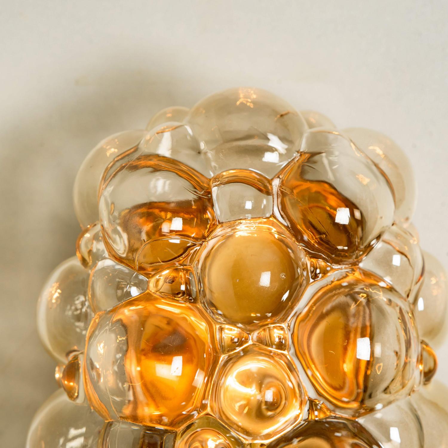 Helena Tynell Amber Glass Bubble Wall Sconces, 1960s For Sale 2