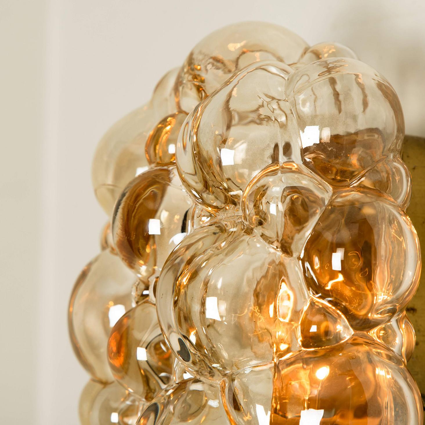 Helena Tynell Amber Glass Bubble Wall Sconces, 1960s For Sale 3