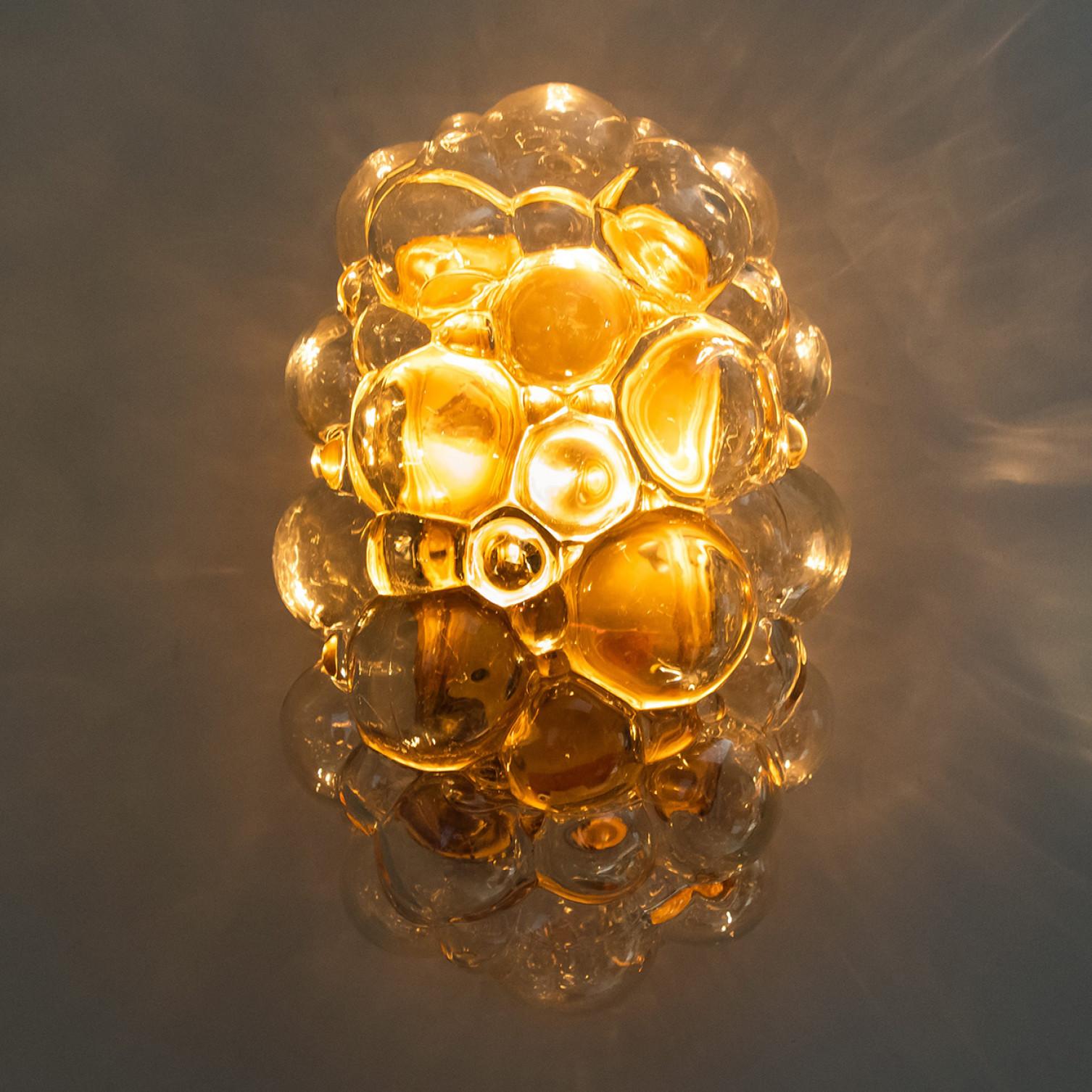 Helena Tynell Amber Glass Bubble Wall Sconces, 1960s For Sale 6