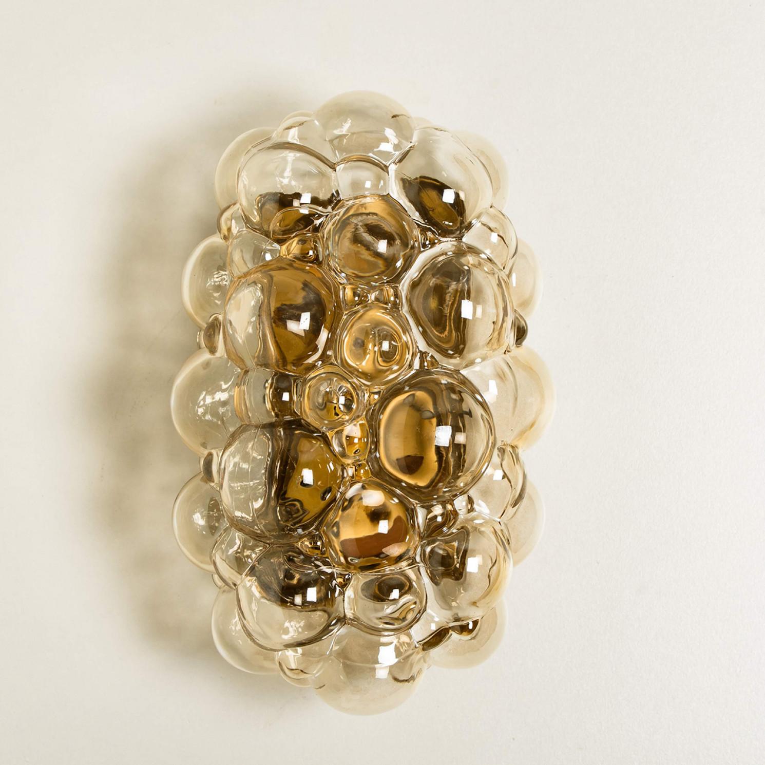 German Helena Tynell Amber Glass Bubble Wall Sconces, 1960s For Sale
