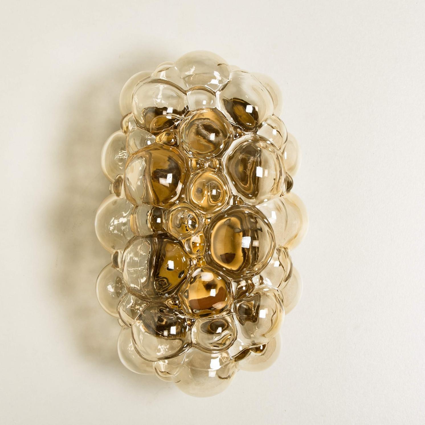 Helena Tynell Apliques de burbuja de cristal ámbar, años 60 Alemán en venta