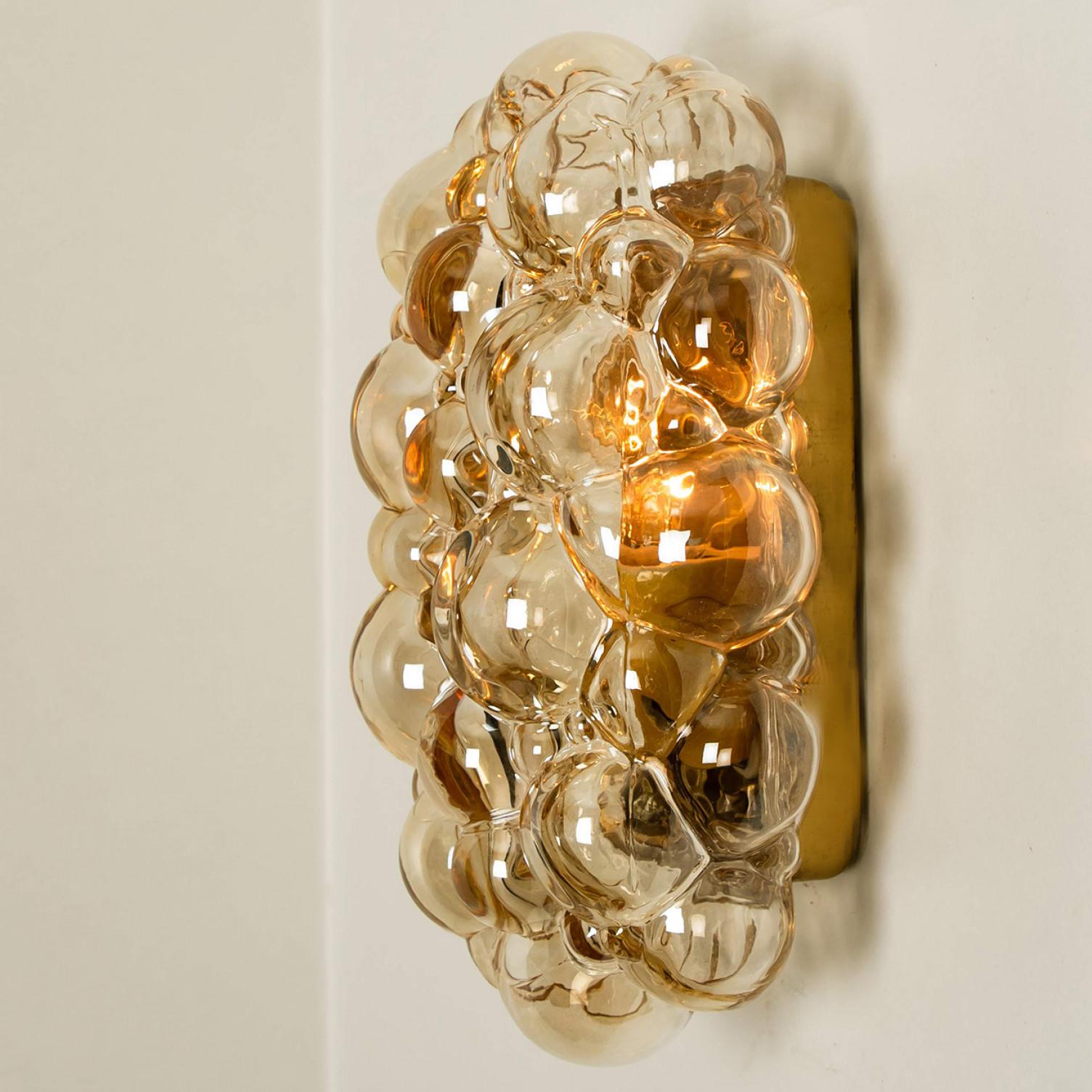 Helena Tynell Amber Glass Bubble Wall Sconces, 1960s For Sale 1