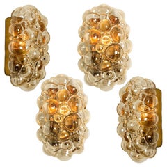 Vintage Helena Tynell Amber Glass Bubble Wall Sconces, 1960s