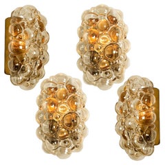 Helena Tynell Amber Glass Bubble Wall Sconces, 1960s
